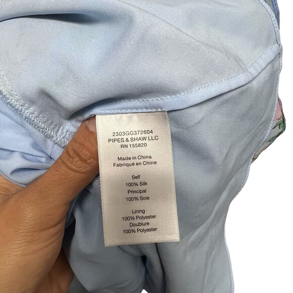 NWT‎ Veronica Beard Sean Silk Mini Dress Lake Blue Multi Ruched Size 20 - Picture 9 of 11